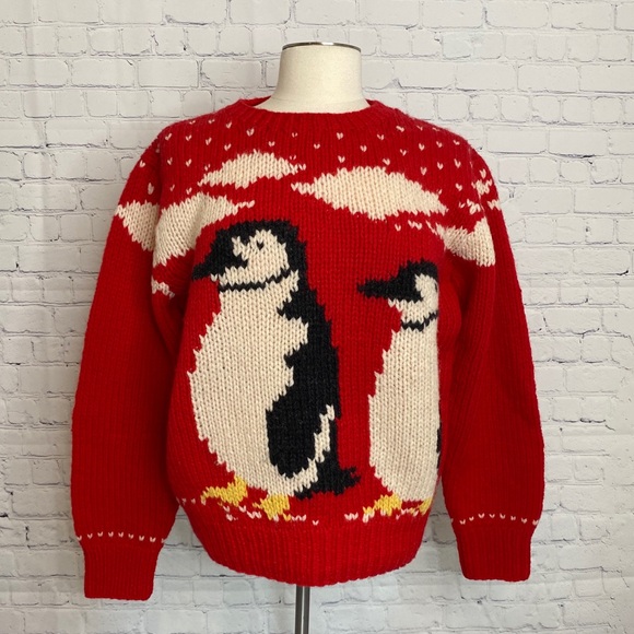 Woolrich Sweaters - Vintage WOOLRICH red penguins wool ugly sweater